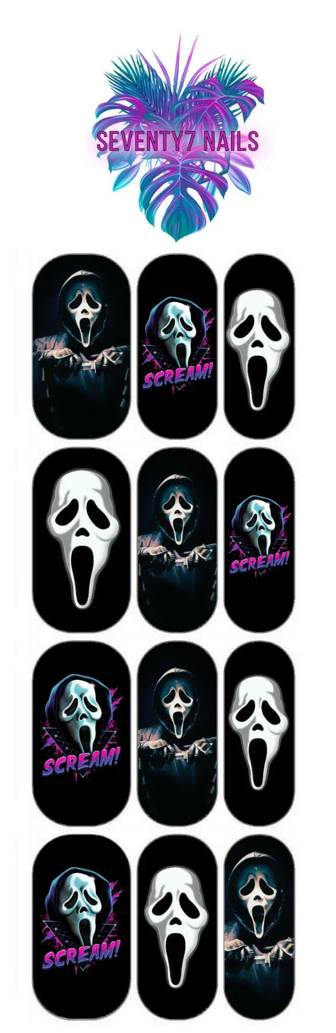 Waterslide Nail Decals - Ghostface - Seventy7 Nail Decals