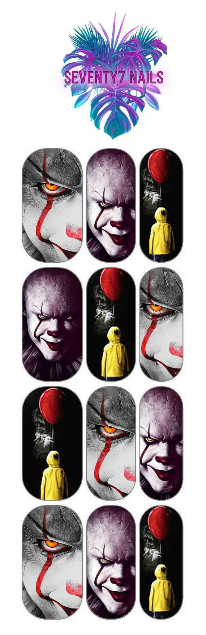 Waterslide Nail Decals - Pennywise - Seventy7 Nail Decals
