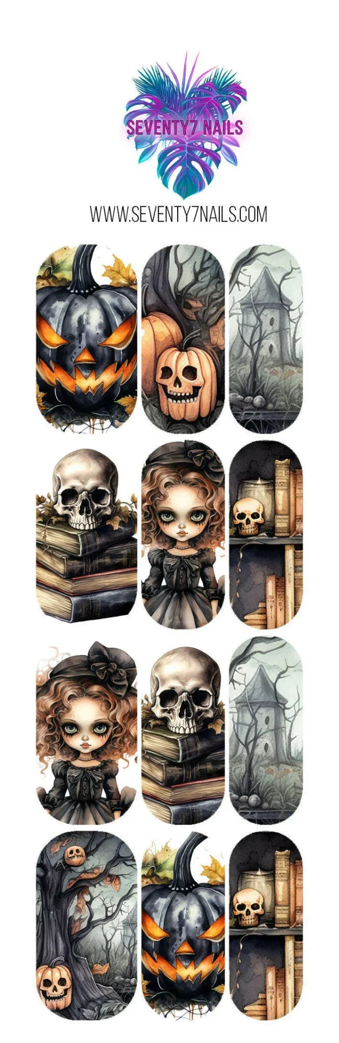 Waterslide Nail Decals - Spooky Neutrals - Seventy7 Nail Decals