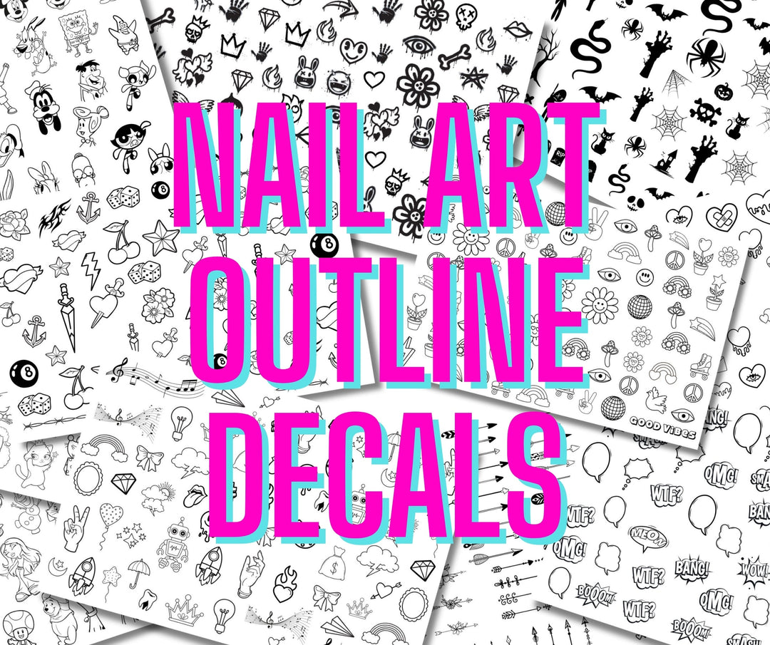 Nail Art Outline Decal Sheets - Seventy7 Nail Decals