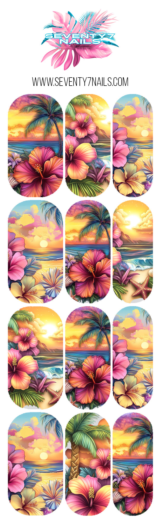Waterslide Nail Decals - Tropical Glow
