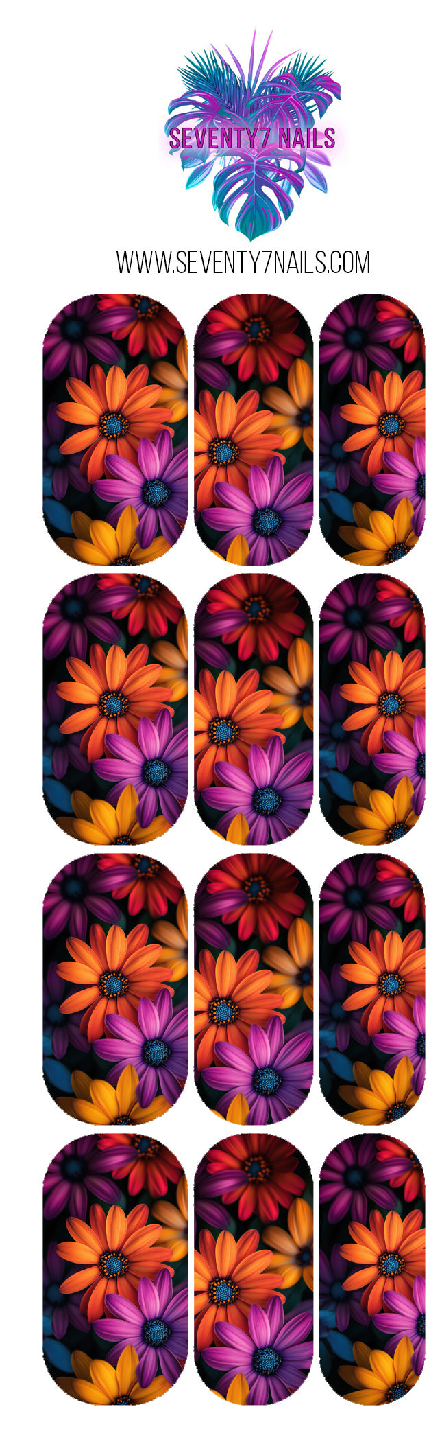 Waterslide Nail Decals - Orange Daisies