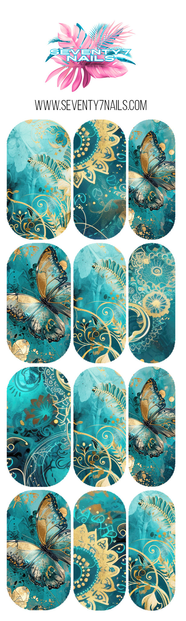Waterslide Nail Decals - Gilded Butterfly