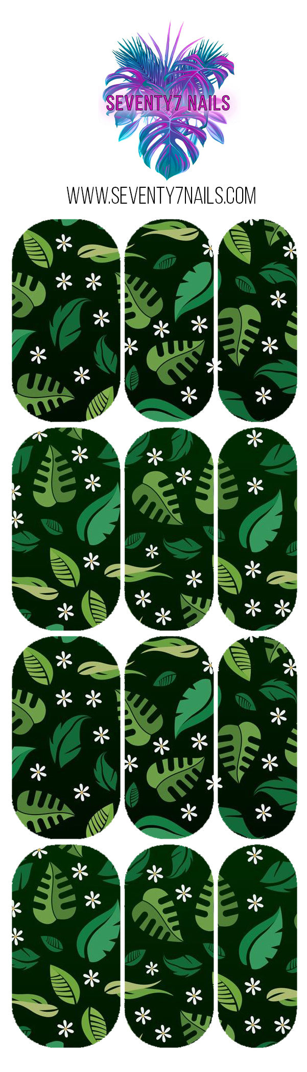 Waterslide Nail Decals - Green Leaves