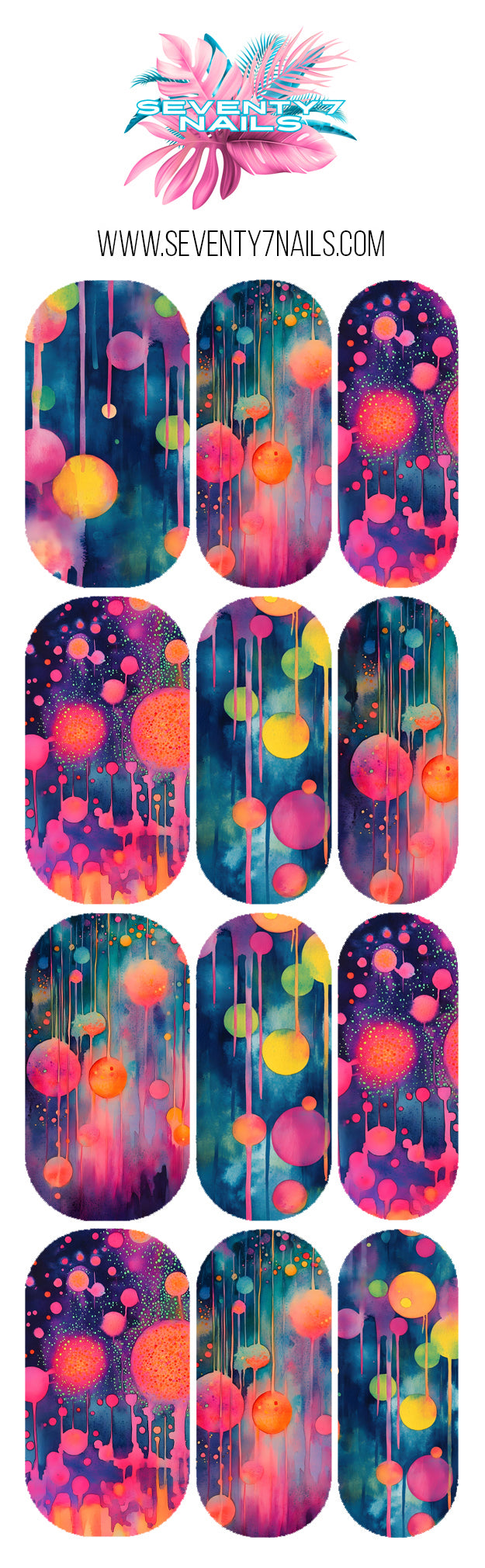 Waterslide Nail Decals - Neon Drip
