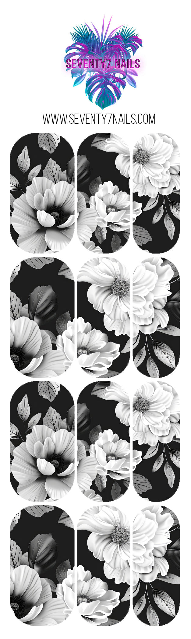 Waterslide Nail Decals - Monochrome Floral