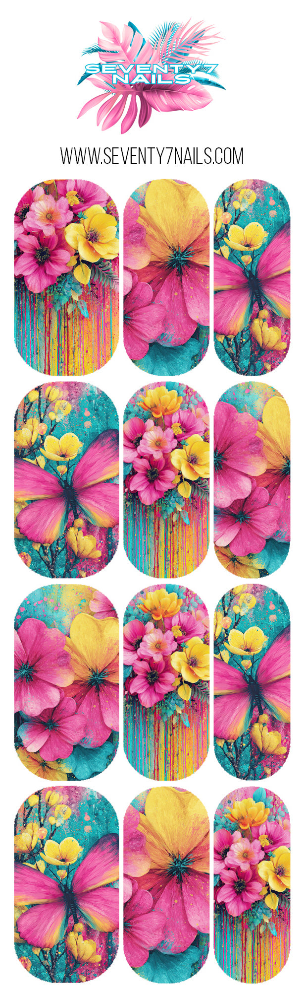 Waterslide Nail Decals - Neon Garden