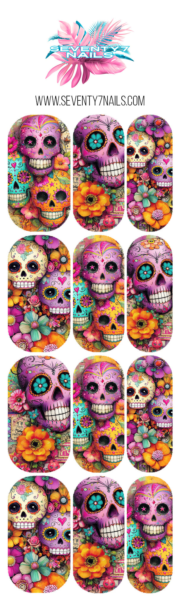 Waterslide Nail Decals - Sugar Skull Garden