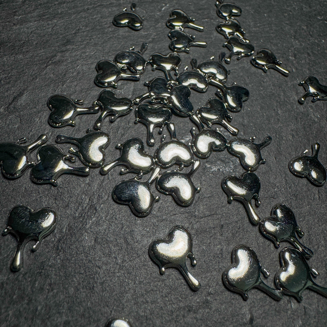 Liquid Metal Heart Charms
