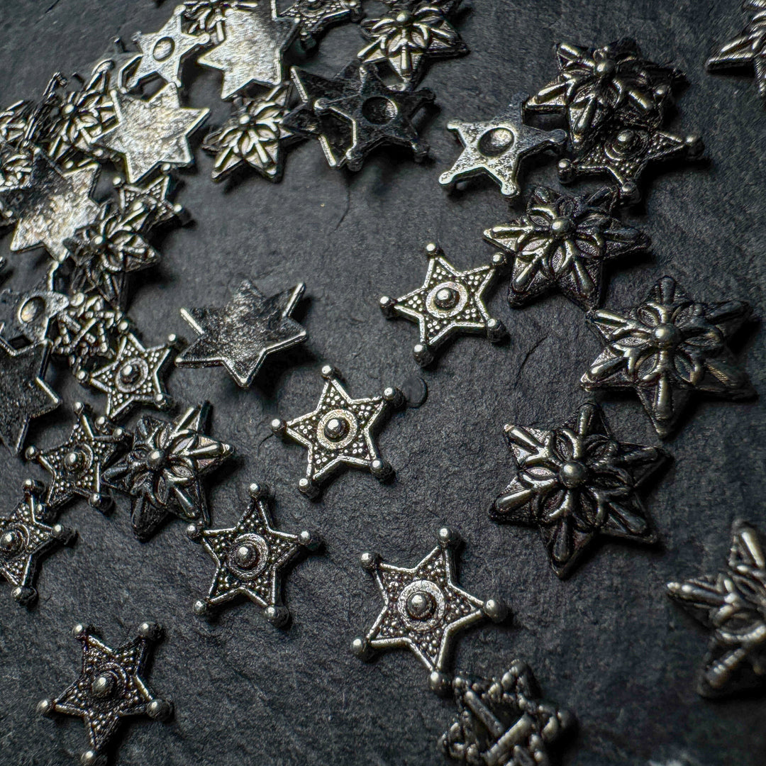 Gunmetal Star Nail Charms