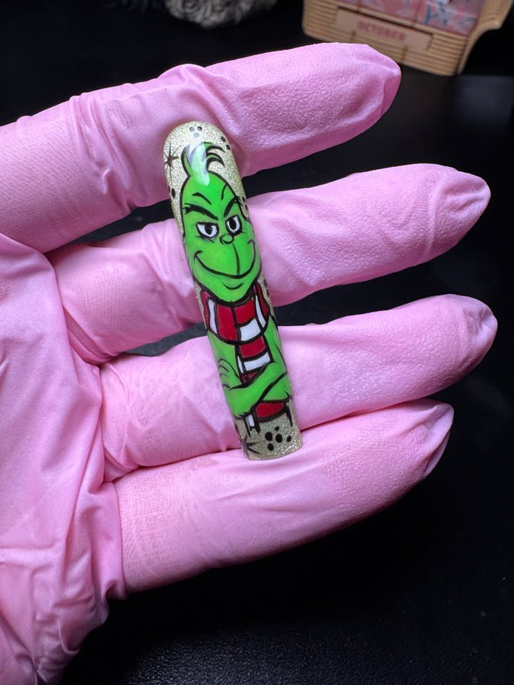 Gr*nch Outline Nail Decals | Color Your Own Christmas Nail Art