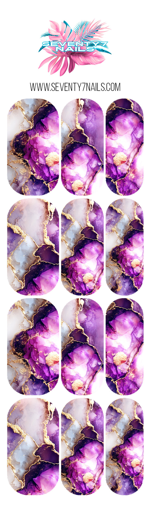 Waterslide Nail Decals - Amethyst Marble