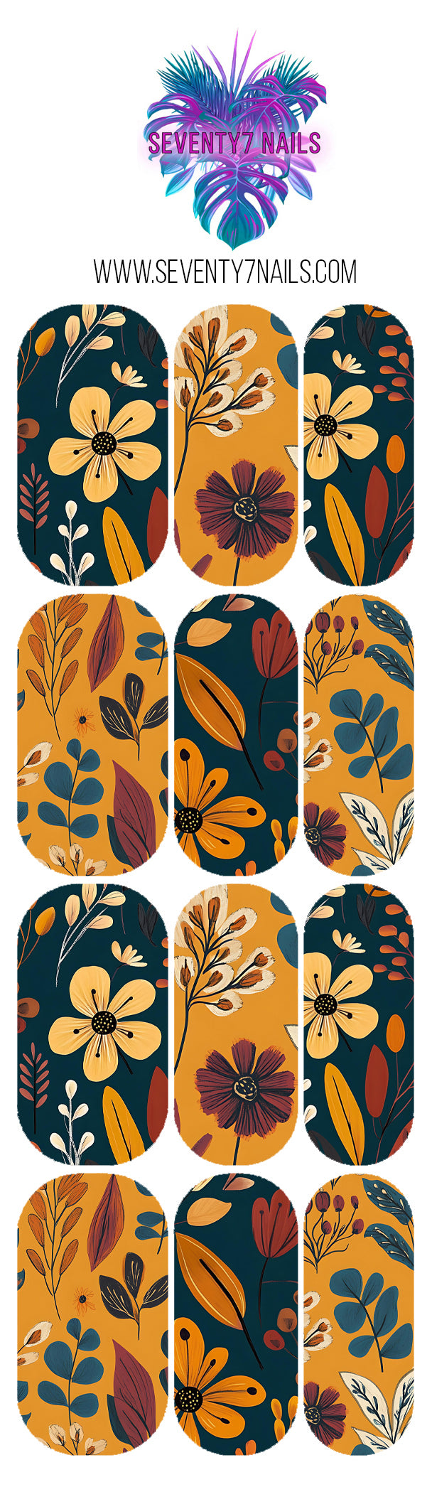 Waterslide Nail Decals - Flowery Autumn