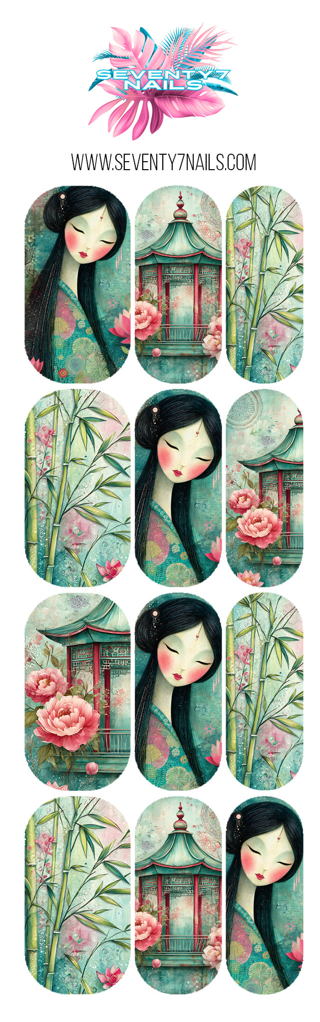 Waterslide Nail Decals - Bamboo Garden