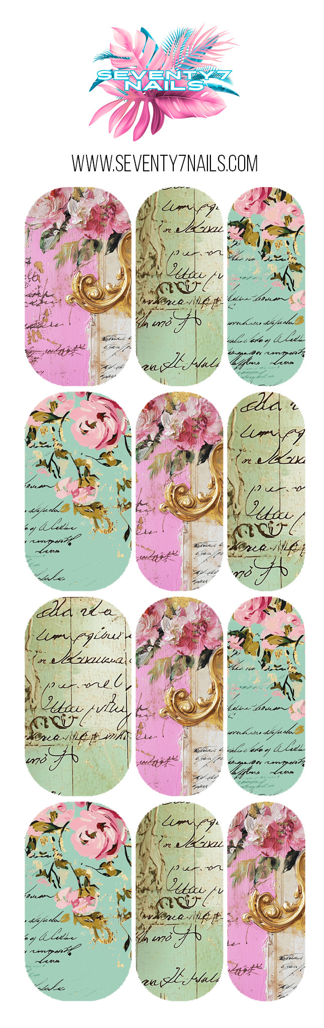Waterslide Nail Decals - Baroque Love Notes