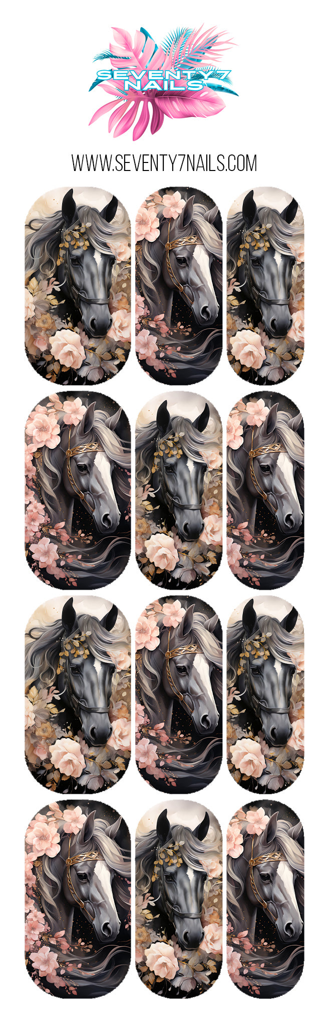 Waterslide Nail Decals - Black Horse