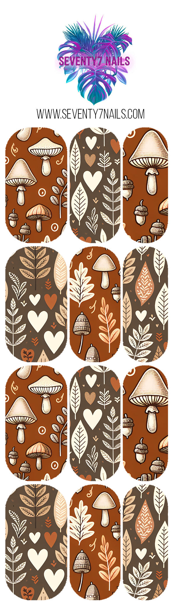 Waterslide Nail Decals - Brown Mushrooms