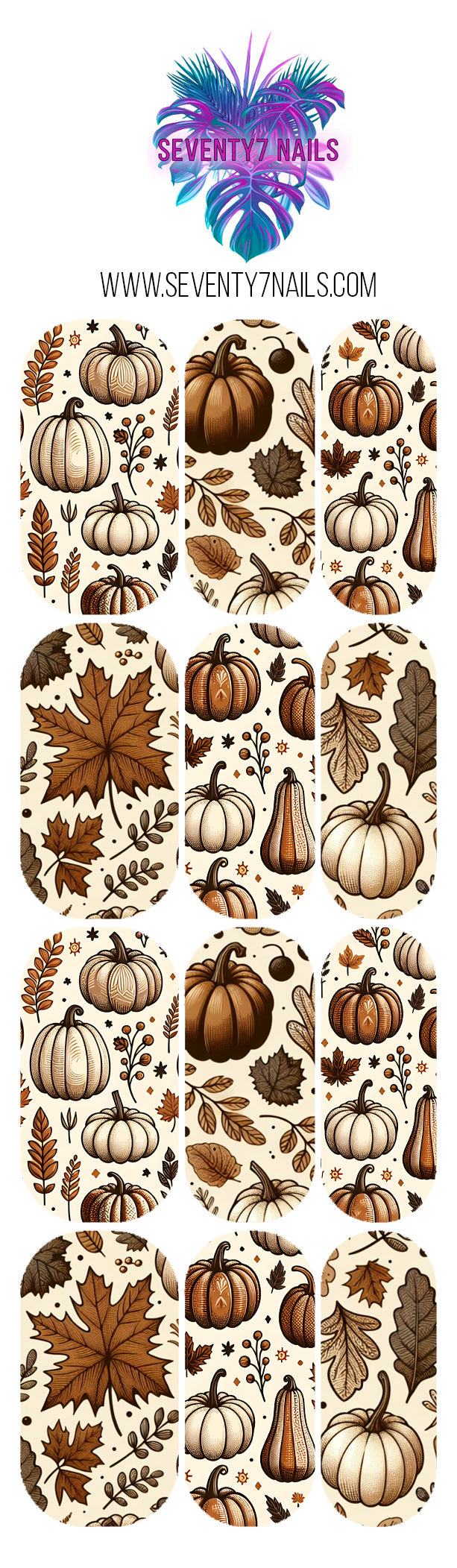 Waterslide Nail Decals - Brown Pumpkins