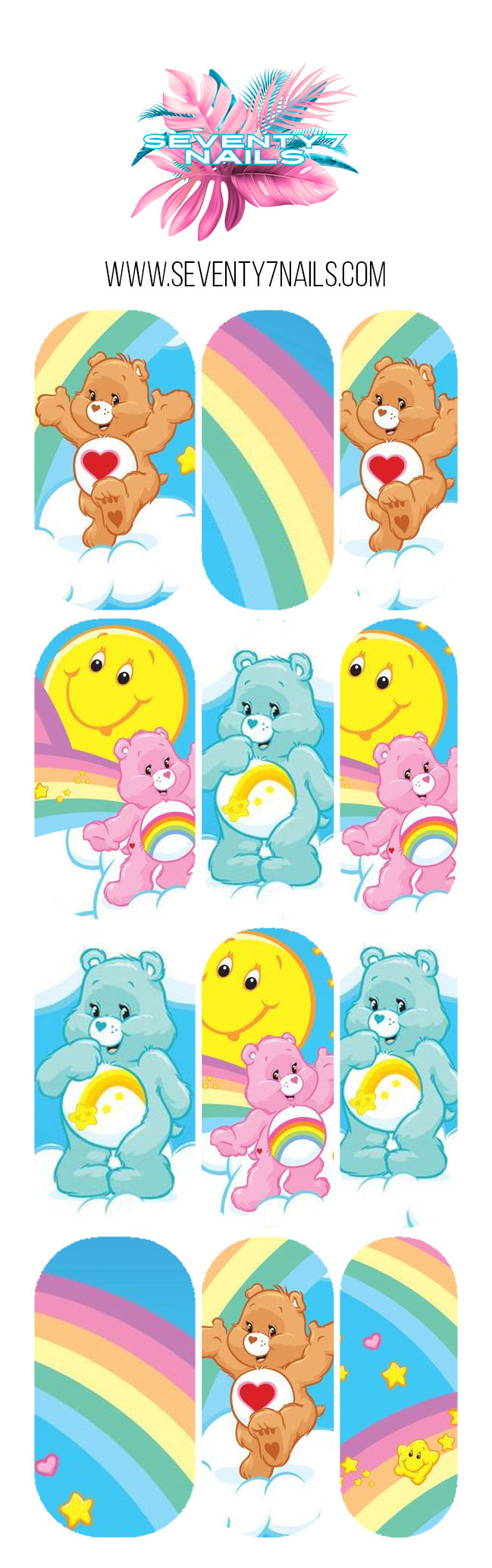 Waterslide Nail Decals - Carebears 2 - Seventy7 Nail Decals