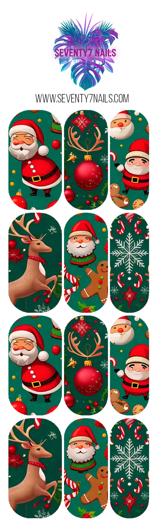 Waterslide Nail Decals - Santa's Reindeer