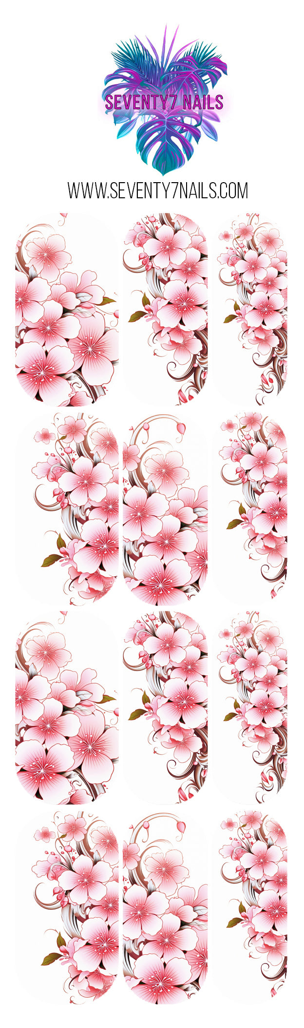Waterslide Nail Decals - Cherry Blossoms
