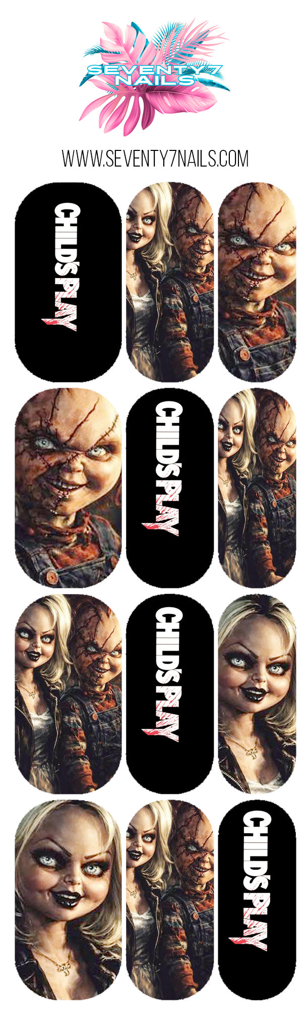 Halloween Nail Decals - Chucky