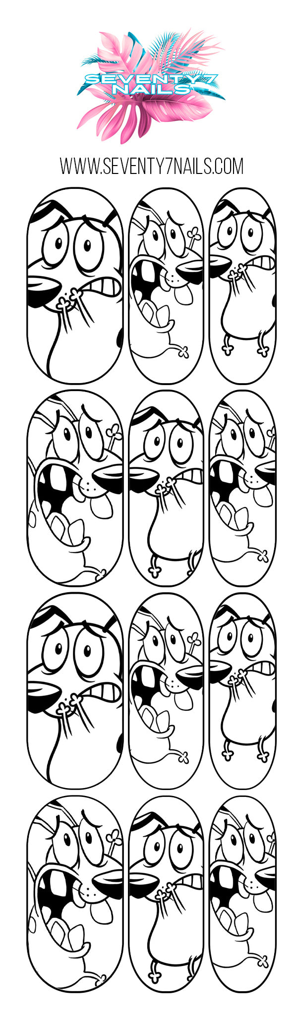 Courage Outline Nail Decals | Color Your Own Nail Art