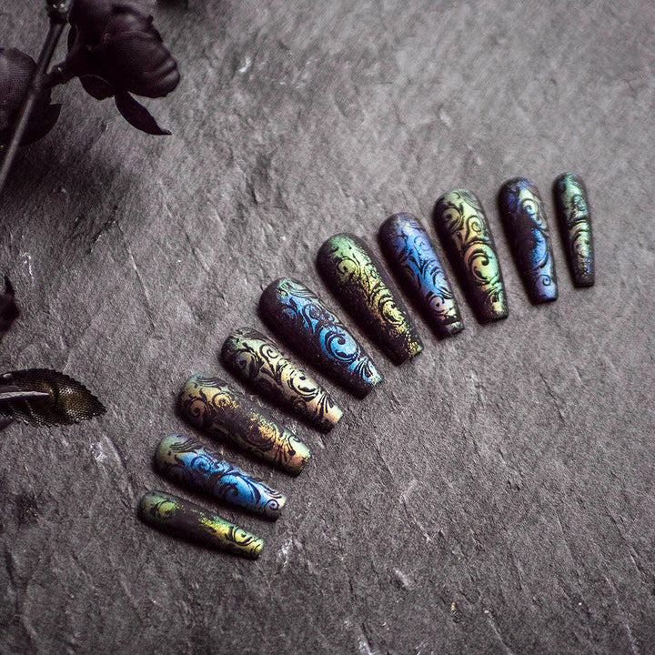 Custom Luxury Press On Nails - Antiqued Gothic - Seventy7 Nail Decals