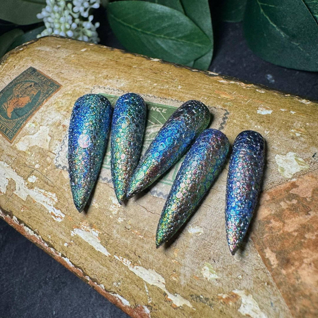Custom Luxury Press On Nails - Dragon Scales - Seventy7 Nail Decals