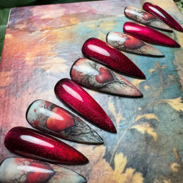 Custom Luxury Press On Nails - Love Hurts - Seventy7 Nail Decals