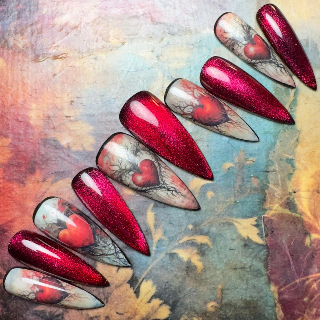 Custom Luxury Press On Nails - Love Hurts - Seventy7 Nail Decals