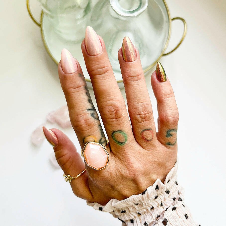 Custom Luxury Press On Nails - Multi Shade Shimmer - Seventy7 Nail Decals