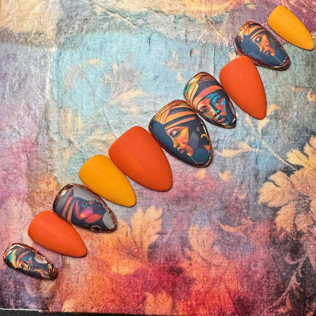 Custom Luxury Press On Nails - Ready To Ship - Sunset Goddess - Seventy7 Nail Decals