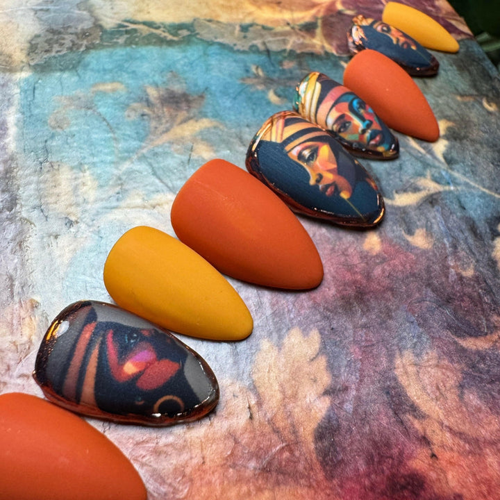 Custom Luxury Press On Nails - Ready To Ship - Sunset Goddess - Seventy7 Nail Decals