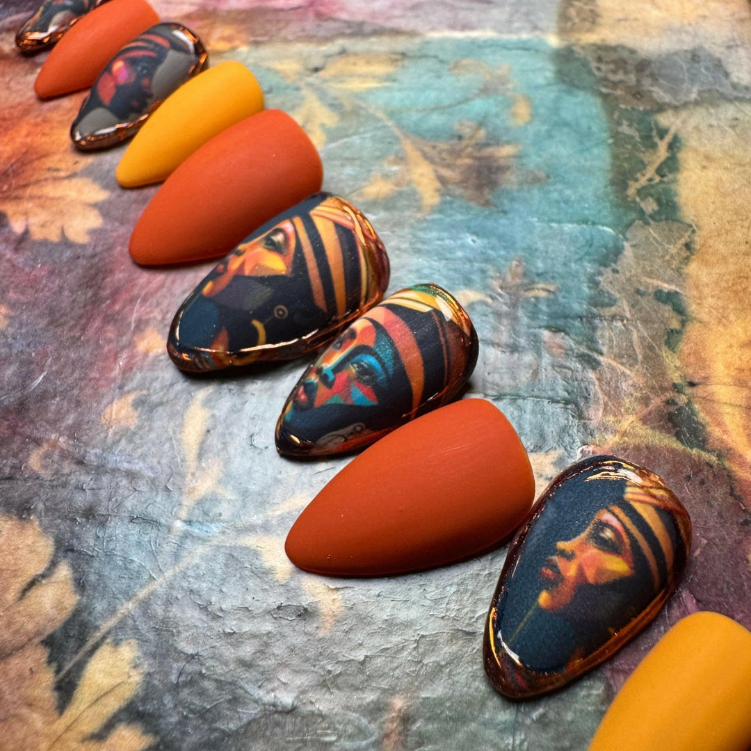 Custom Luxury Press On Nails - Ready To Ship - Sunset Goddess - Seventy7 Nail Decals