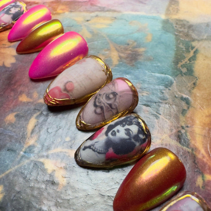 Custom Luxury Press On Nails - Ready To Ship - Vintage Romance - Seventy7 Nail Decals