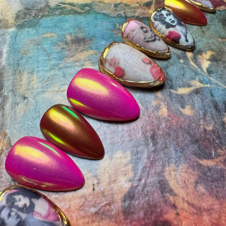 Custom Luxury Press On Nails - Ready To Ship - Vintage Romance - Seventy7 Nail Decals