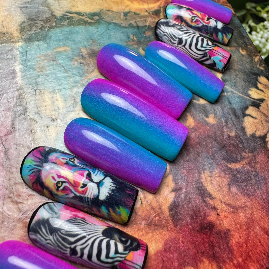 Custom Luxury Press On Nails - Ready To Ship - Wild Kingdom - Seventy7 Nail Decals