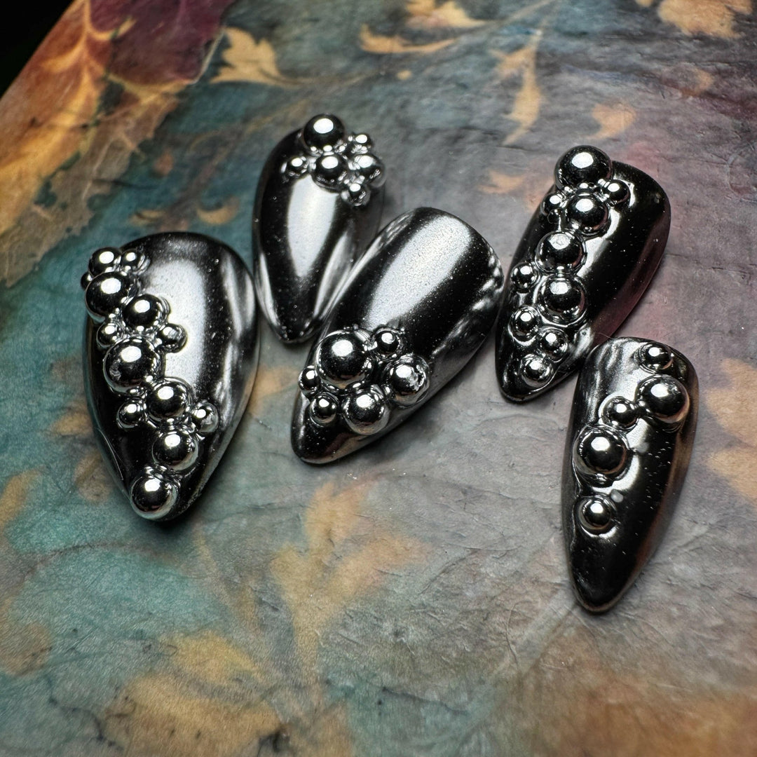 Custom Luxury Press On Nails - Stellar Obsidian - Seventy7 Nail Decals