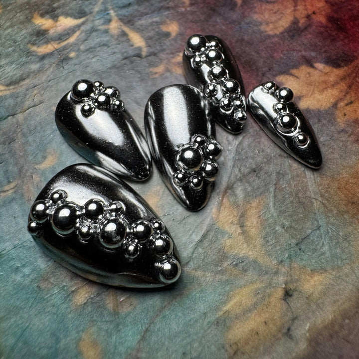 Custom Luxury Press On Nails - Stellar Obsidian - Seventy7 Nail Decals