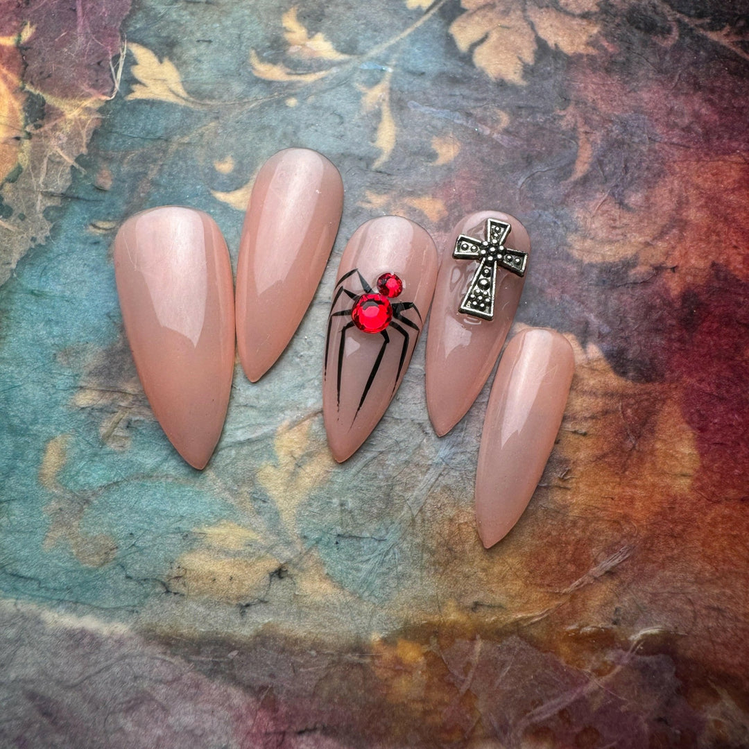 Custom Luxury Press On Nails - Widow's Kiss - Seventy7 Nail Decals