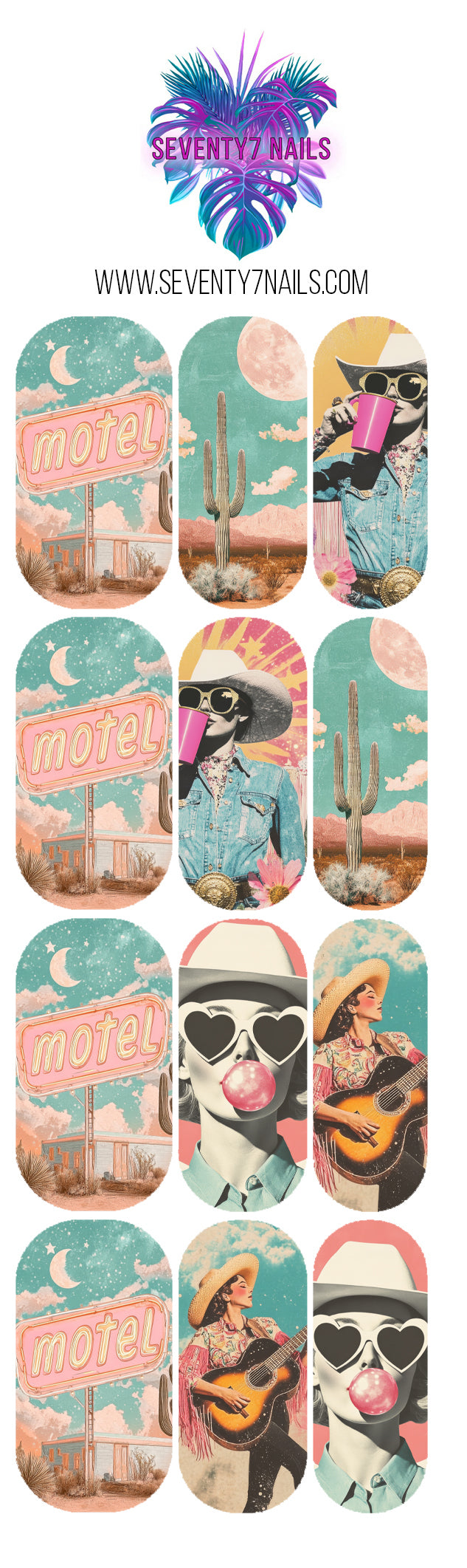 Waterslide Nail Decals - Disco Cowgirl