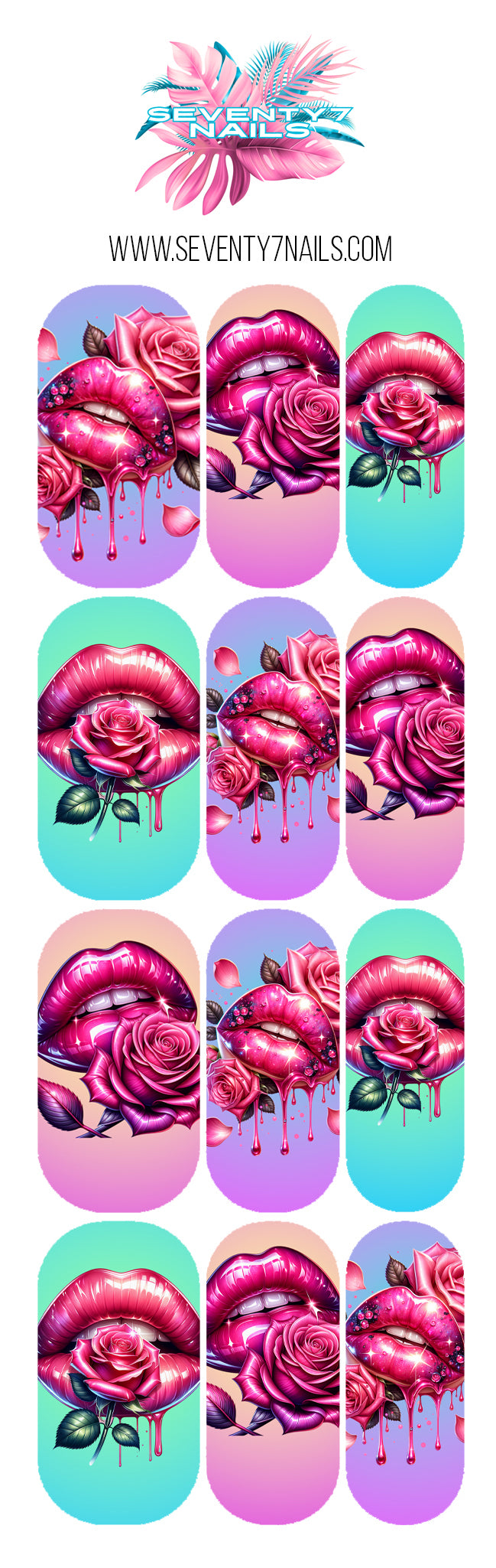 Waterslide Nail Decals - Dripping Lips