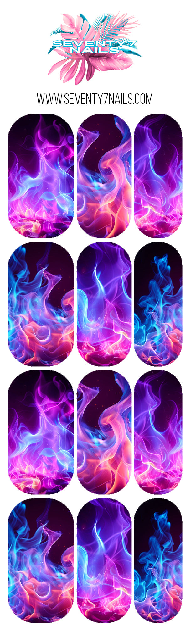 Waterslide Nail Decals - Electric Flame