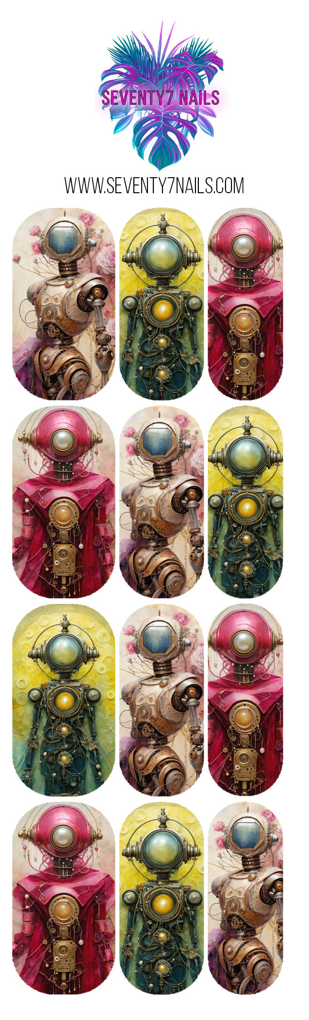 Waterslide Nail Decals - Ethereal Robots