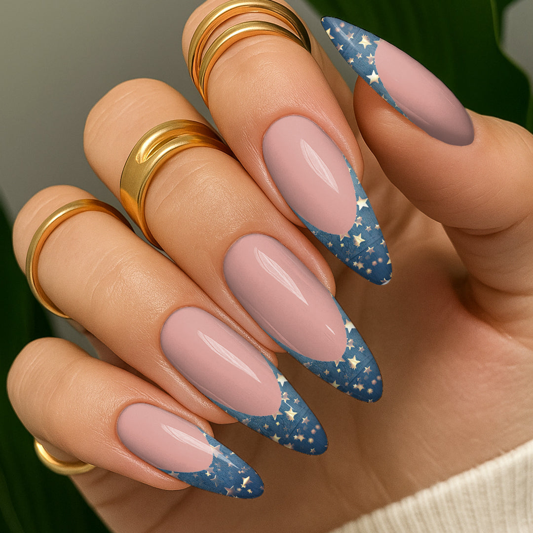 Waterslide Nail Decals - French Cut - Falling Stars - Seventy7 Nail Decals