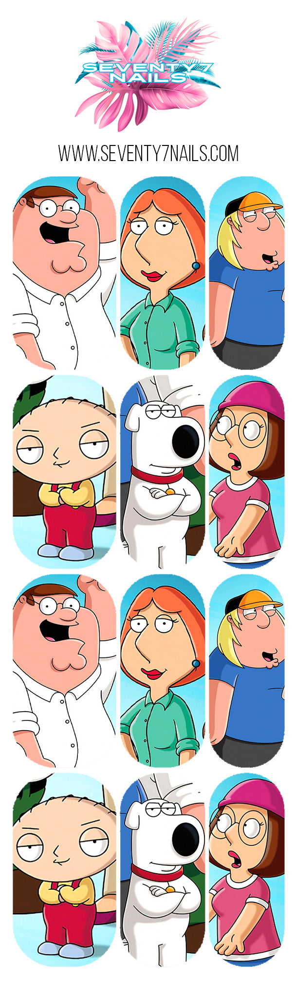 Waterslide Nail Decals - Family Guy