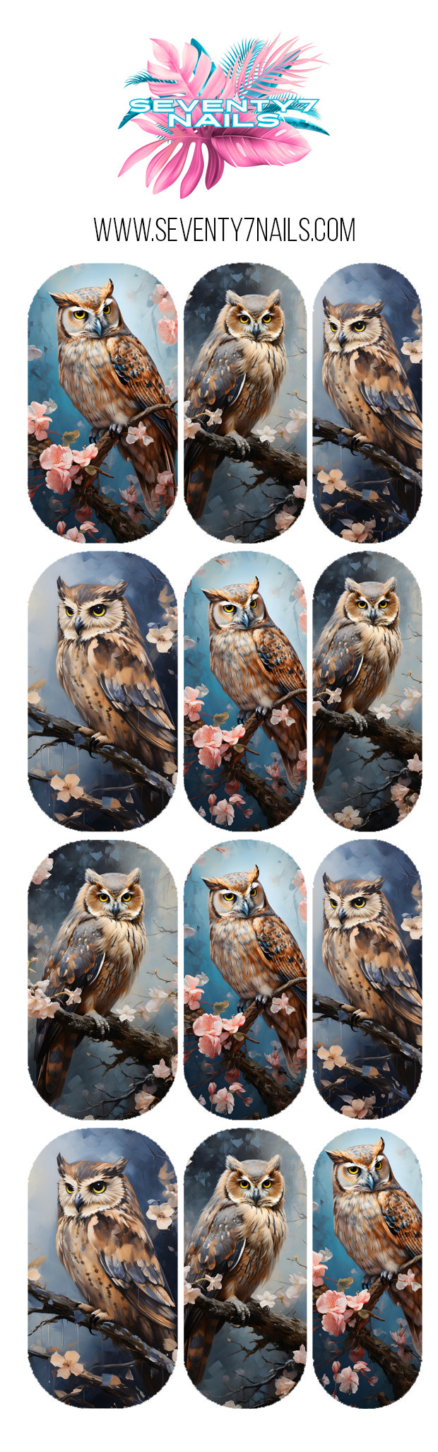 Waterslide Nail Decals - Forest Owls