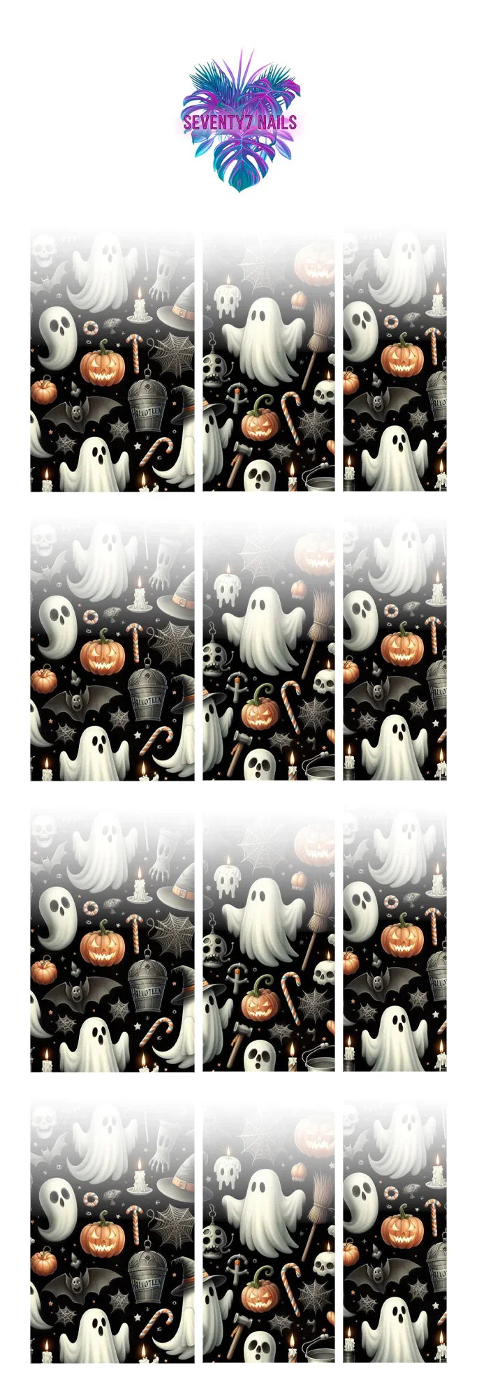 Ombre Waterslide Nail Decals - Cutie Ghosts