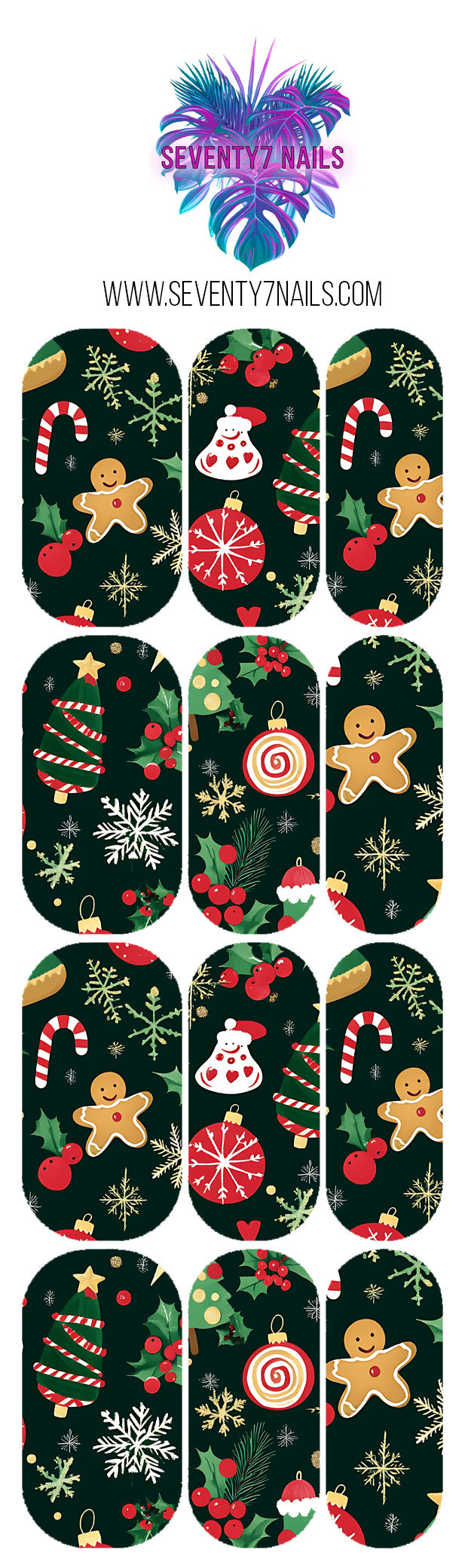 Waterslide Nail Decals - Gingerbread Trees